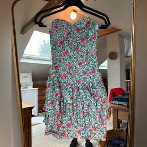 Vintage Floral Strapless Dress